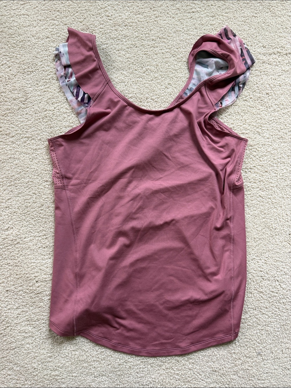 Calia Women’s Mauve Ruffle Shoulder Tank Top